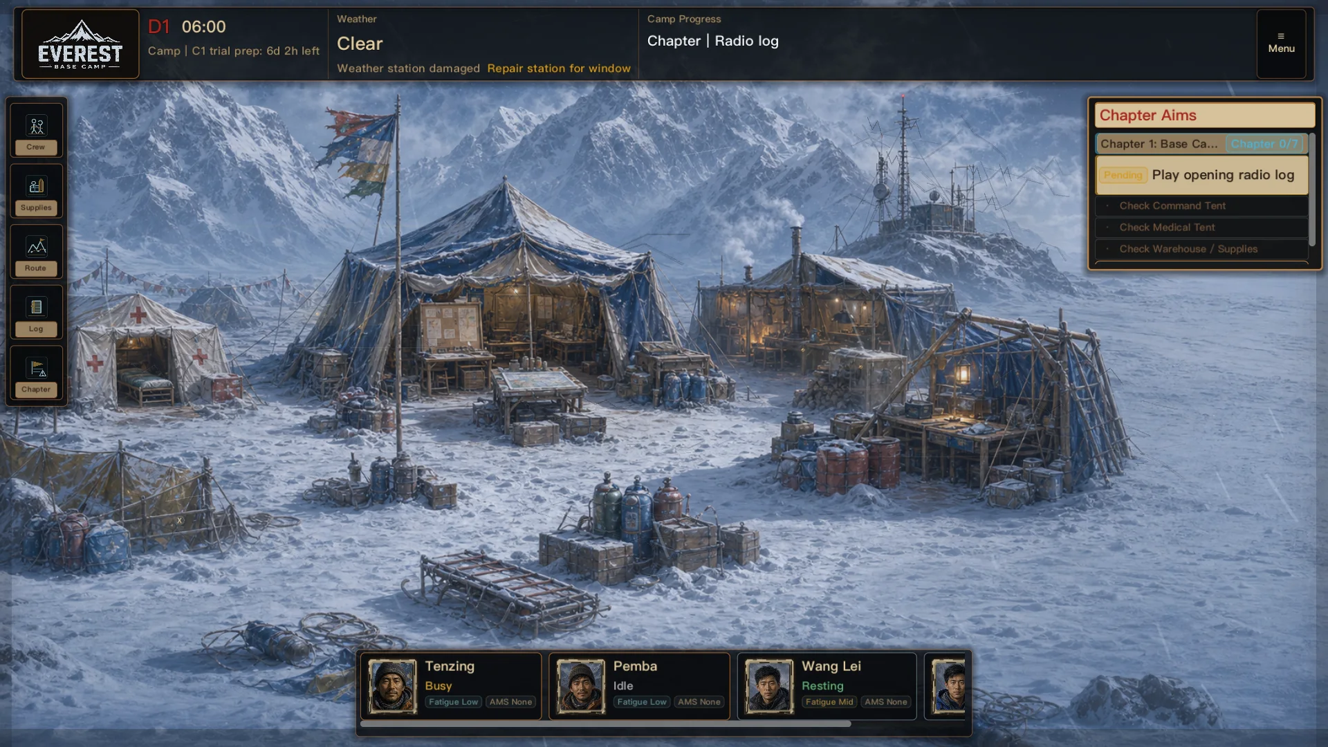 Current game view of Everest Base Camp after the storm